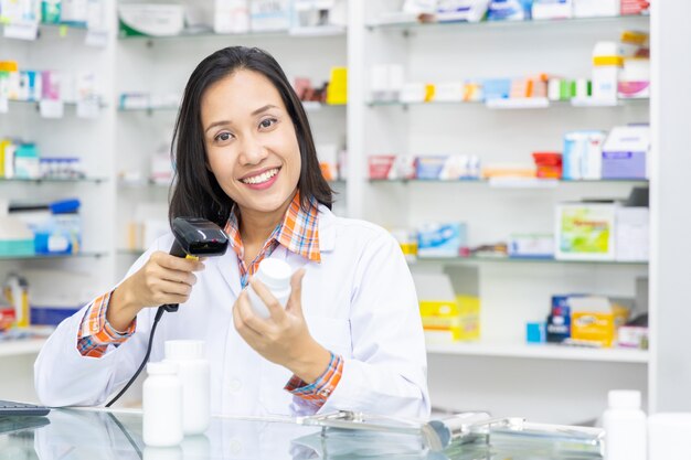 Pharmacist working in pharmacy shop