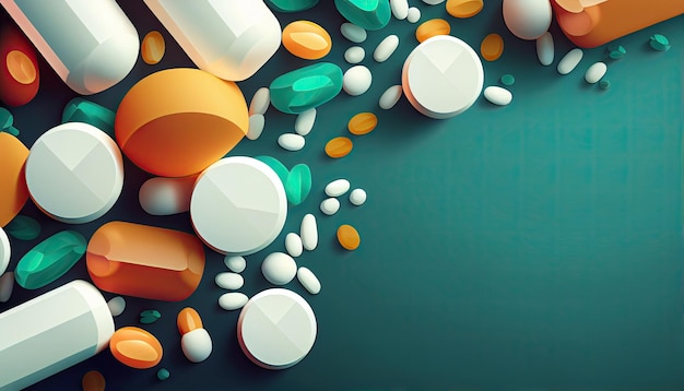 Photo pharmacology and pharmaceuticals healthcare background with copy space generative ai illustration