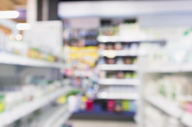 Pharmacy drugstore shop interior blur background