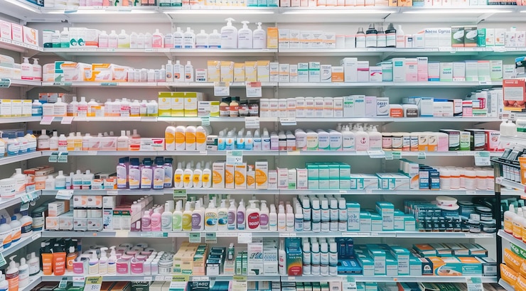 Photo 薬局のテーマの背景 薬のキャビネットと薬局の棚 高品質のai生成画像