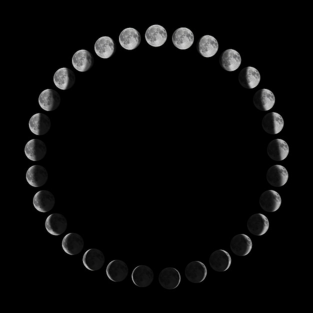 Phases of the Moon. Lunar cycle. 