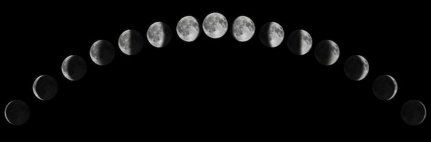 Photo phases of the moon. moon lunar cycle.