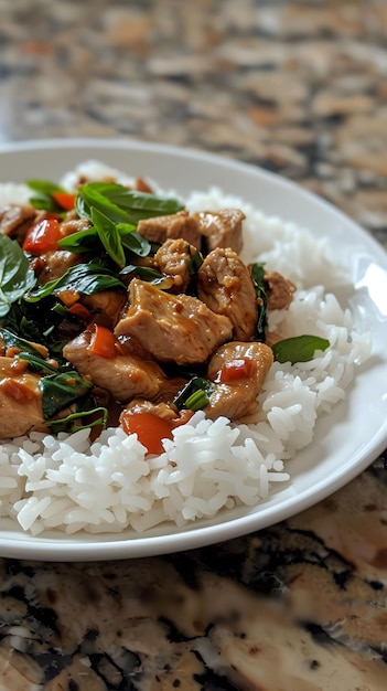 Photo phat kaphrao moo sap spicy basil pork