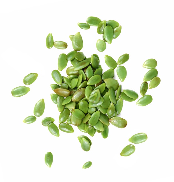 Phatakin seed, Leucaena leucocephala seeds on white background