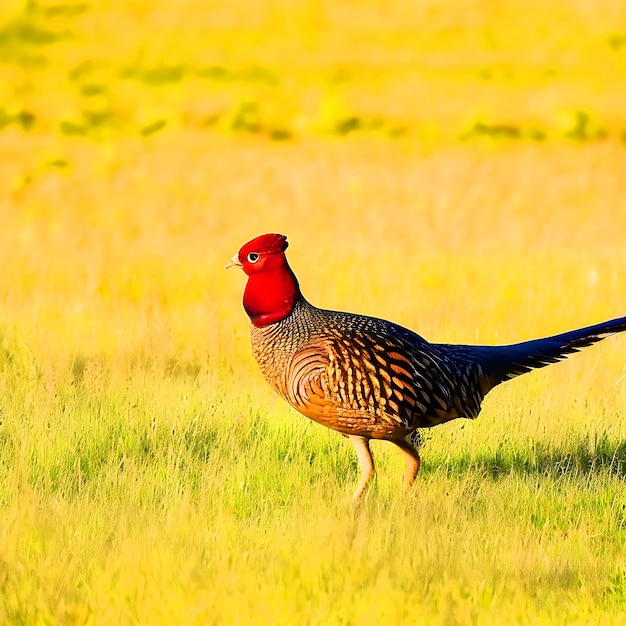 A Pheasant bird Roaming in the field