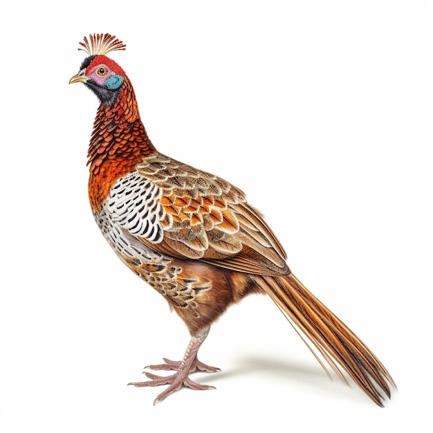 pheasant on white background