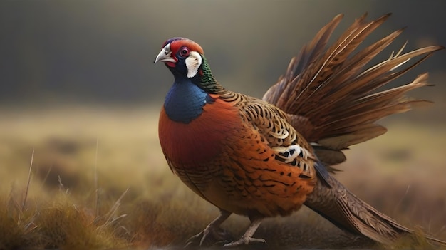 a pheasant with a bird on its back