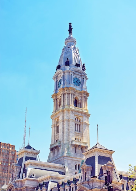 Philadelphia City Hall Dome met William Penn-monument bovenop Tower. Pennsylvania, VS