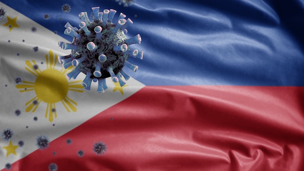 Philippin flag waving and Coronavirus 2019 nCov concept