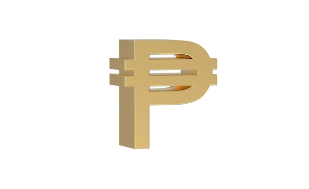 Philippine peso Currency symbol of Philippines in golden 3d