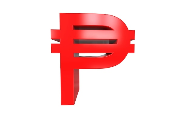 Philippine peso currency symbol of Philippines in Red 3d rendering 3d illustration