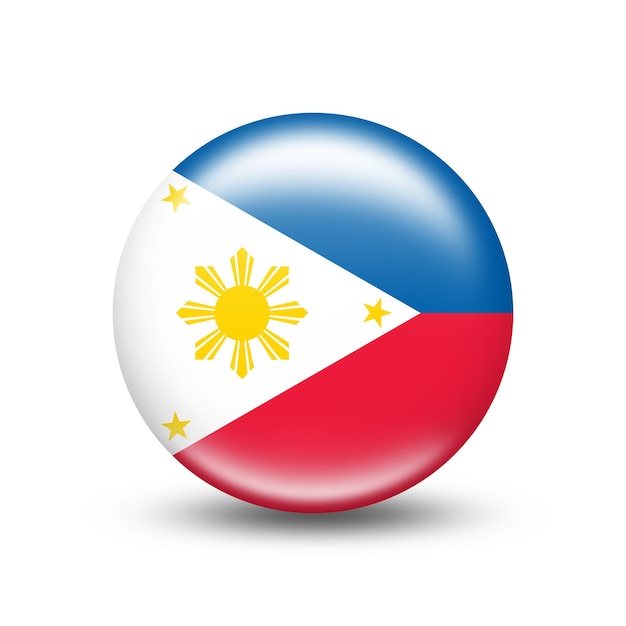 Bandiera del paese delle filippine nella sfera con ombra bianca - illustrazione