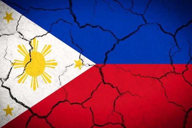 フィリピンのひび割れた国旗