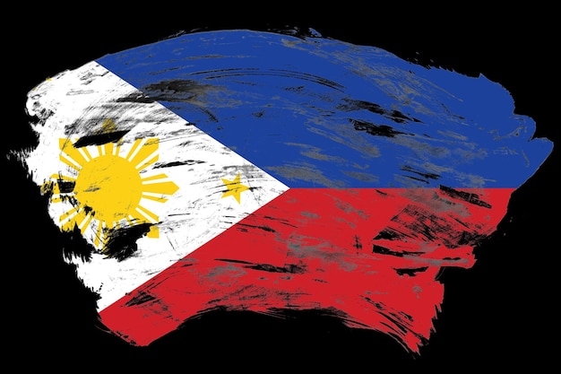 Philippines flag on distressed black stroke brush background