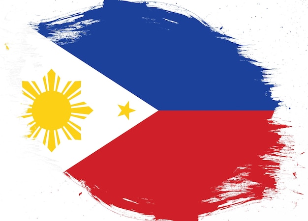 Philippines flag on distressed grunge brush background