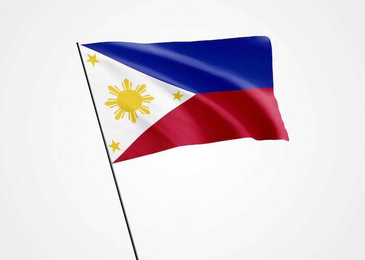 Photo philippines flag flying high in the white isolated background june 12 philippines independence day