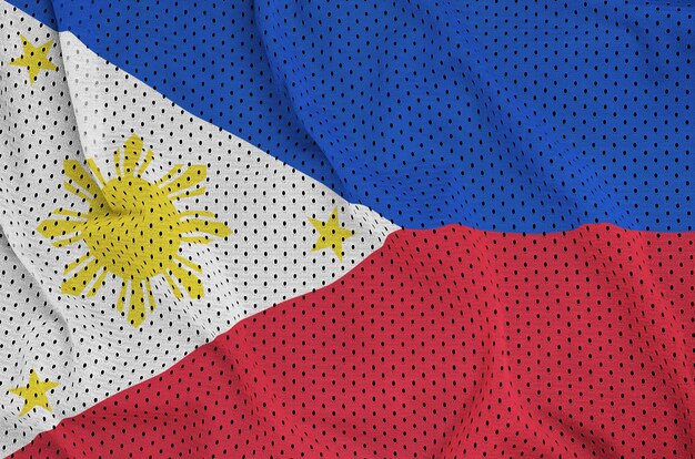 Philippines flag printed on a polyester nylon sportswear mesh fabric