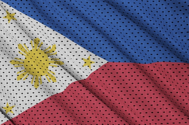 Philippines flag printed on a polyester nylon sportswear mesh