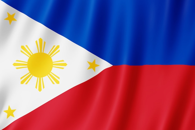 風に揺れるフィリピンの旗。