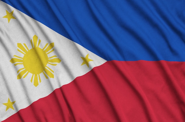 Philippines flag with many folds. 