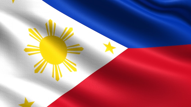 Philippines flag, with waving fabric texture