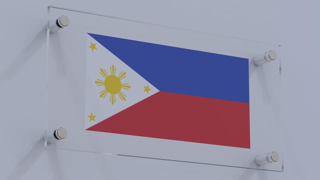 Photo philippines geometric flag logo on glass surface