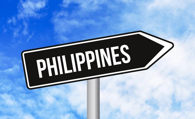 Philippines road sign on sky background