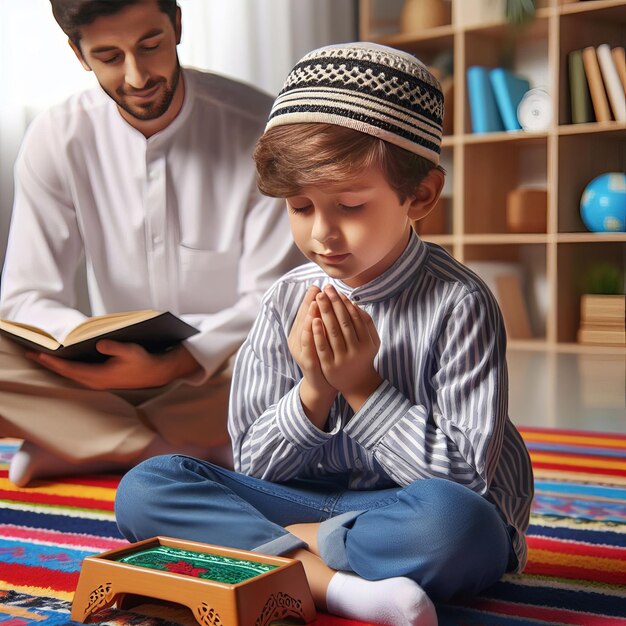 A philistine muslim boy prayer at alaqsa holy grounds generative ai