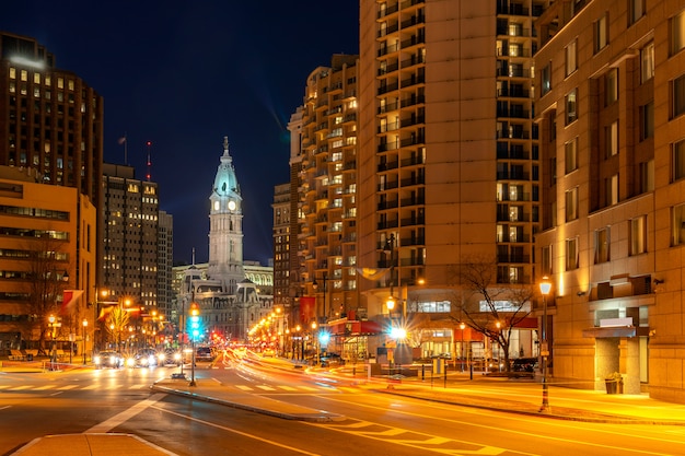 Philladelphia city hall night