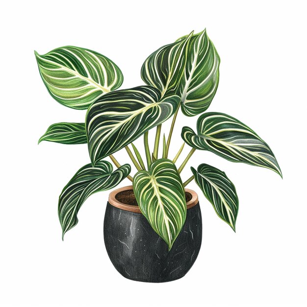 Premium Photo Philodendron birkin plant digital art isolated on white
