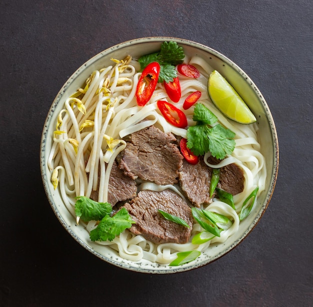 Pho Bo vietnamese soup with beef Asian food National cuisine