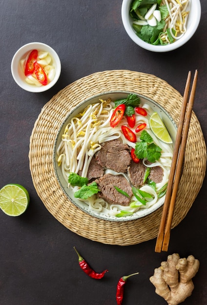 Pho Bo vietnamese soup with beef Asian food National cuisine