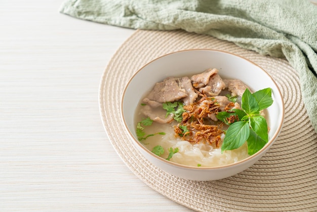 Pho Bo Vietnamese soup with pork and rice noodles - Vietnamese food style