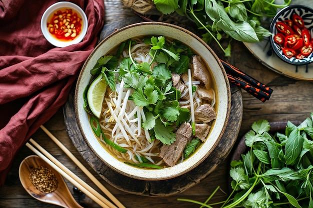 Photo pho flavorful vietnamese noodle soup