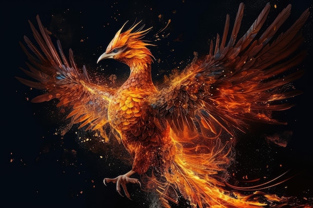 Phoenix bird on fire Generative AI