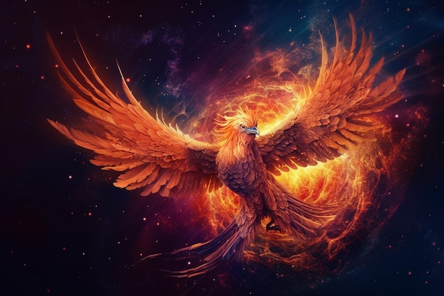 A phoenix bird flying in the sky