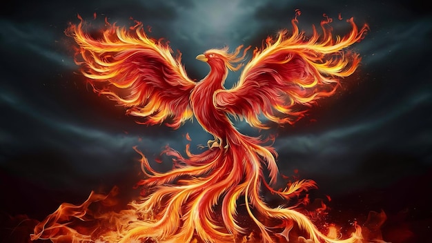 Phoenix bird made of fire