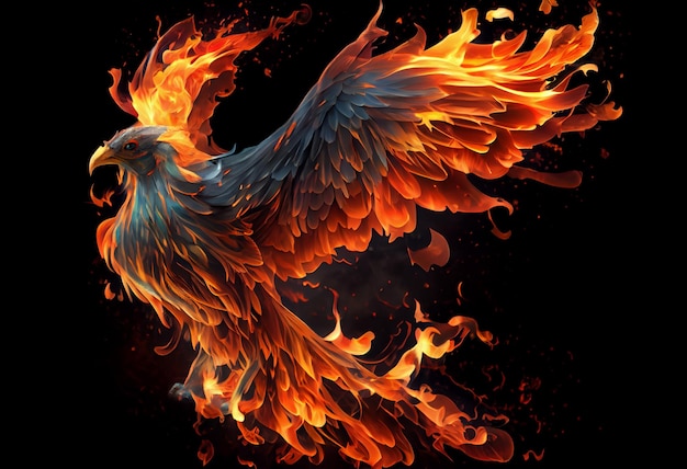 Phoenix bird risen from the ashes fire bird Burning bird Generate Ai