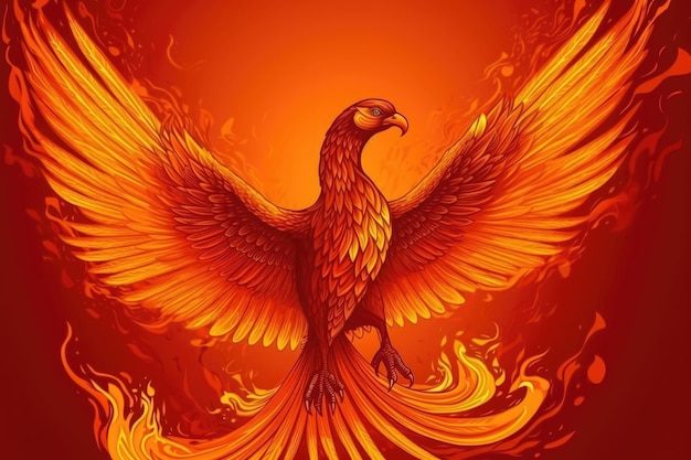 Phoenix bird rising from ash Generative AI