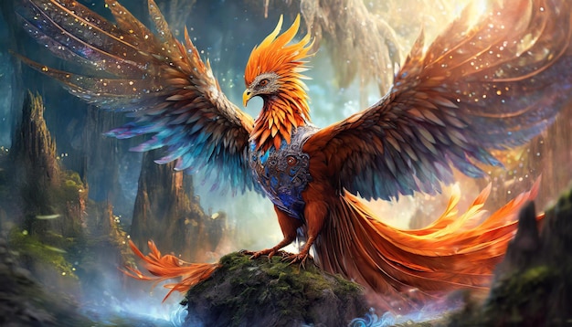 Phoenix bird symbolizing rebirth and magical realms