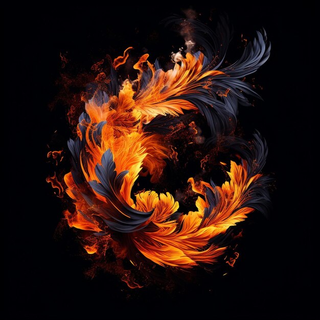A phoenix bird with a black background