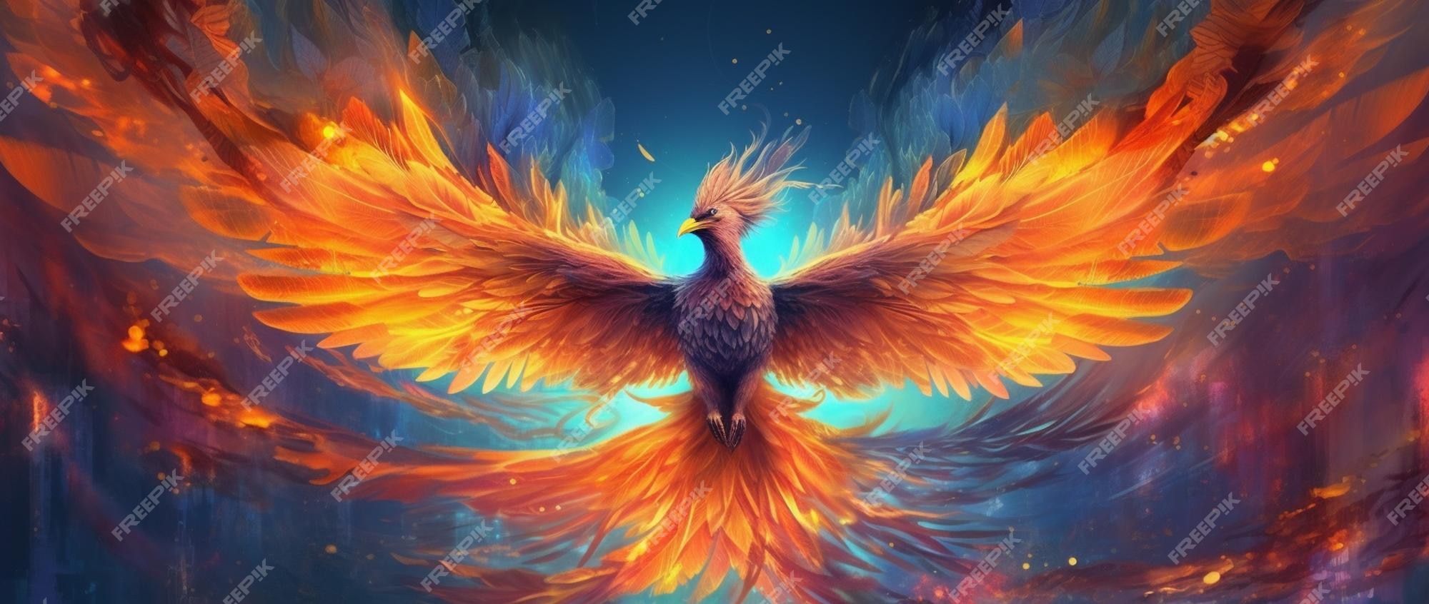 Premium Photo | A phoenix bird with wings spread and the word ...