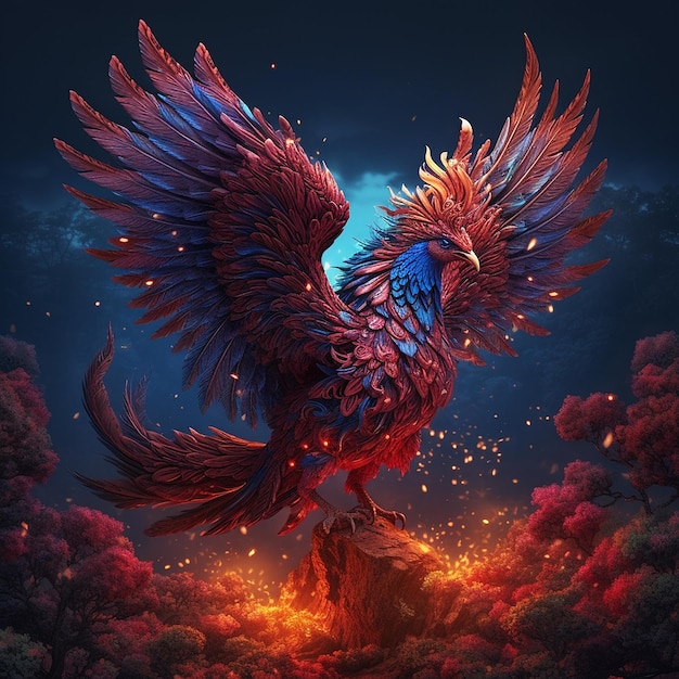 Premium AI Image | A phoenix flying with his wings angel fire Generative AI