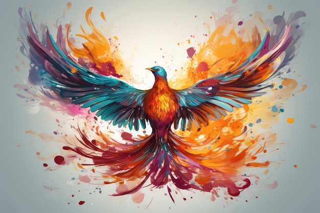 Phoenix is flying burning with fire Birds Mythical creatures Generative AI