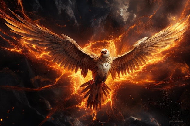 Phoenix is flying burning with fire Birds Mythical creatures Generative AI