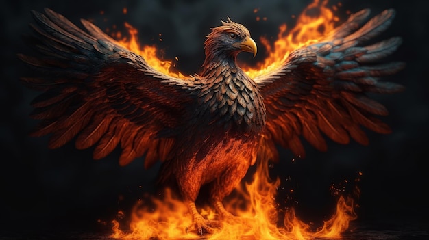 Premium AI Image | Phoenix rising from flames Generative AI