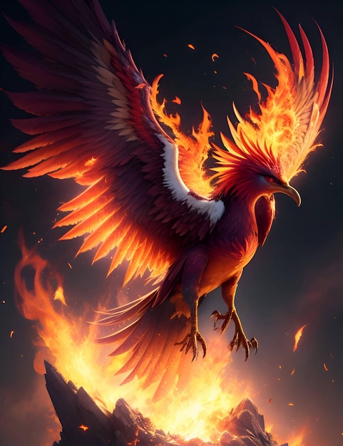 Phoenix rising from its ashes