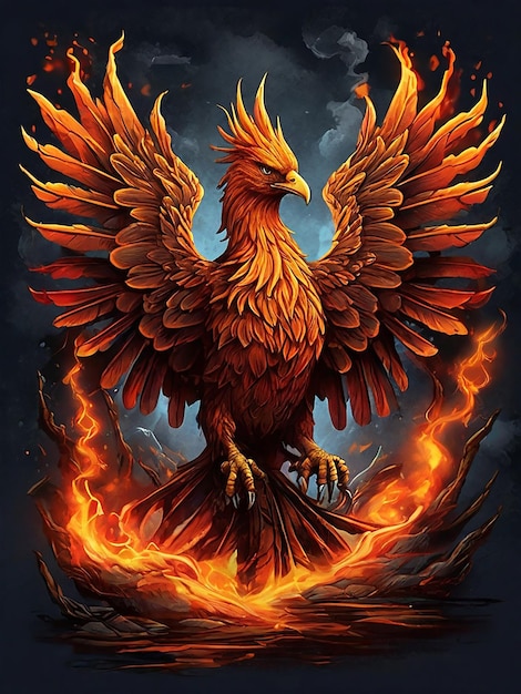 The Phoenix Uprising vector tshirt design takes inspiration from mythical creatures to create a pow