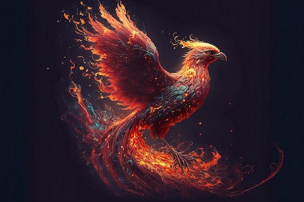 Phoenix vogel op brand digitale kunst