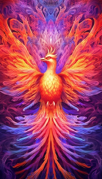 A phoenix with wings spread and the word phoenix on the bottom